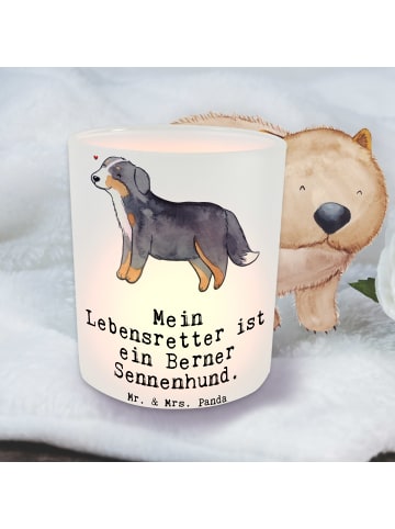 Mr. & Mrs. Panda Kerze Berner Sennenhund Lebensretter mit Spruch in Transparent