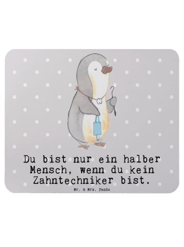 Mr. & Mrs. Panda Mauspad Zahntechniker Herz mit Spruch in Grau Pastell