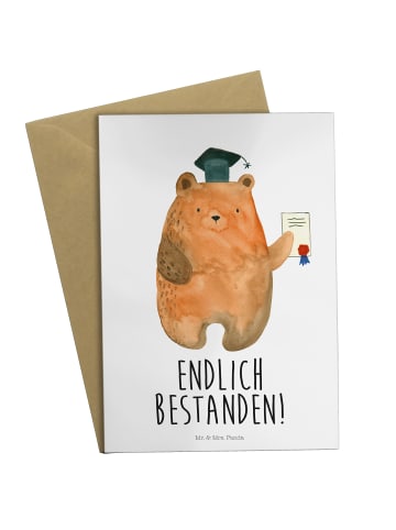 Mr. & Mrs. Panda Glückwunschkarte Bär Prüfung mit Spruch in Weiß