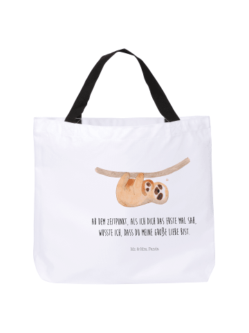 Mr. & Mrs. Panda Reisetasche Faultier Kind mit Spruch in Weiß