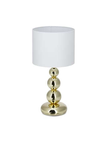 relaxdays Tischlampe in Weiß/Gold - (H)50 x Ø25 cm