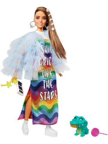 Mattel Barbie Extra Puppe mit Regenbogen-Kleid