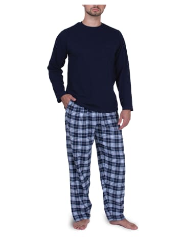 maluuna Schlafanzug mit Flanellhose in blau