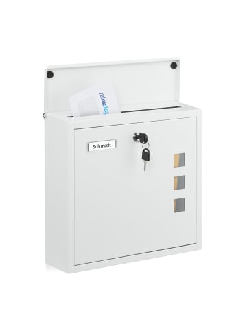 relaxdays Briefkasten in Weiß - (B)35 x (H)33 x (T)12 cm