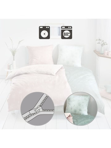 Kleine Wolke Mako-Satin Wendebettwäsche in salbei-weiß