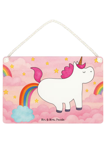Mr. & Mrs. Panda Schild Einhorn Pupsen Design ohne Spruch in Weiß