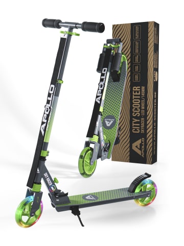 Apollo LED City Roller mit Federung " Scooter Skyracer " in grau/grün