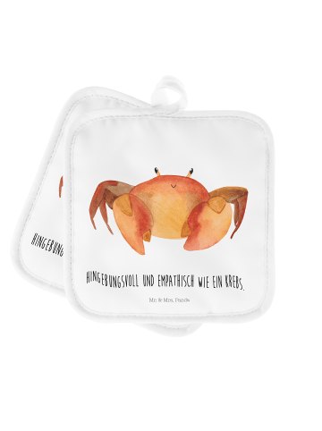 Mr. & Mrs. Panda Topflappen Sternzeichen Krebs mit Spruch in Weiß