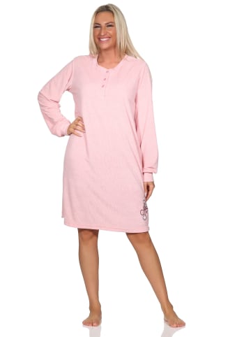 NORMANN Frottee Nachthemd langarm Bündchen - 82095 in rosa