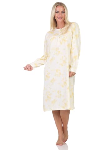 NORMANN Langarm Nachthemd klassische Design Knopfleiste am Hals - 87411 in vanille