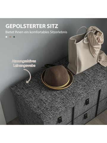 HOMCOM Schuhbank-76,5L x 38B x 38H cm-Dunkelgrau