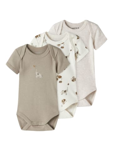 name it 3er Pack Kurzarmbodys NBNBODY 3P S/S ANIMAL in jet stream