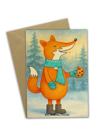 Mr. & Mrs. Panda Glückwunschkarte Fuchs Keks Design ohne Spruch in Weiß