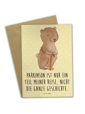 Mr. & Mrs. Panda Grußkarte Bär Parkinson mit Spruch in Gelb Pastell