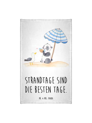 Mr. & Mrs. Panda Handtuch Klein Sommer Strandtage mit Spruch in Weiß