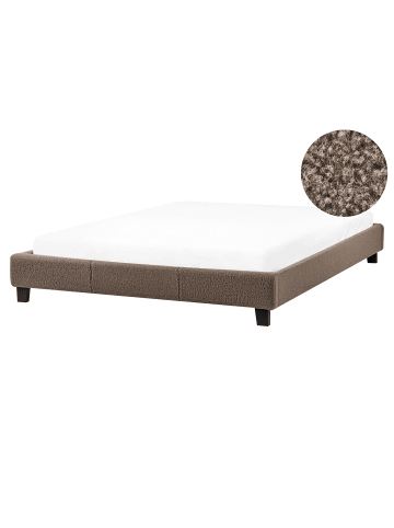 Beliani Doppelbett ROANNE in Beige/Dunkler Holzfarbton - (W) 170 x (H) 29 x (L) 213 cm