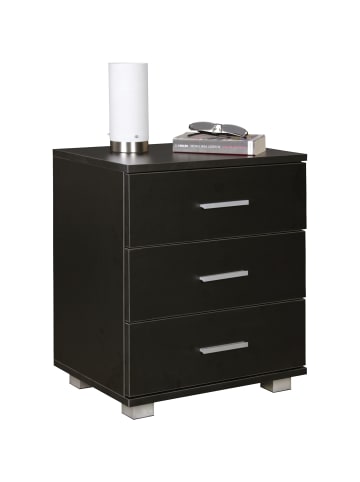 KADIMA DESIGN Nachtkonsole aus Holz: Modern, 4 Standfüße, melaminharzbeschichtet in Schwarz