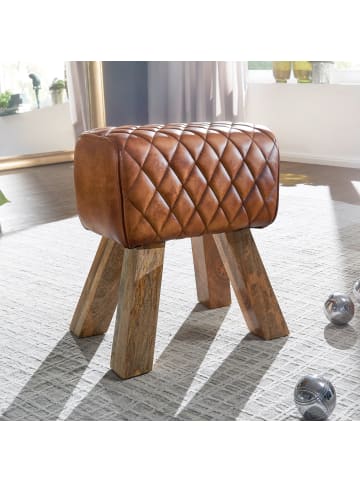 KADIMA DESIGN Sitzhocker Echtleder / Massivholz 40x48x27 cm Modern Fußhocker,