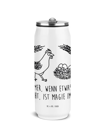 Mr. & Mrs. Panda Edelstahl Trinkflasche Huhn Stolz mit Spruch in Weiß