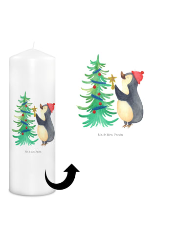 Mr. & Mrs. Panda Weihnachtskerze Pinguin Weihnachtsbaum ohne Spruch in Weiß
