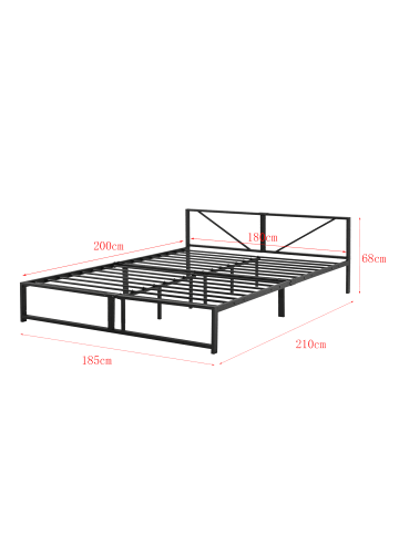 en.casa Metallbett Meran mit Matratze in Schwarz (B)180cm