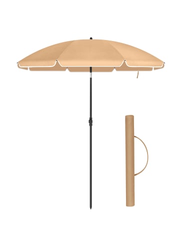 SONGMICS Sonnenschirm Sheld in Taupe - (H)196 x Ø160 cm