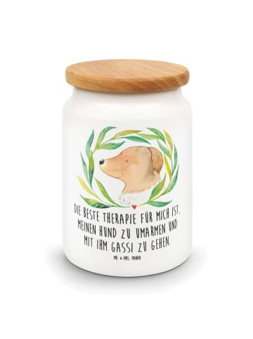 Mr. & Mrs. Panda Vorratsdose Hund Blumen mit Spruch in Weiß