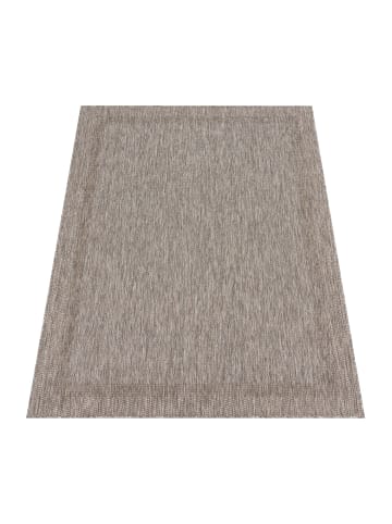 KADIMA DESIGN Outdoor Teppich Unifarben mit Bordüre Balkon, Terrasse in Natur