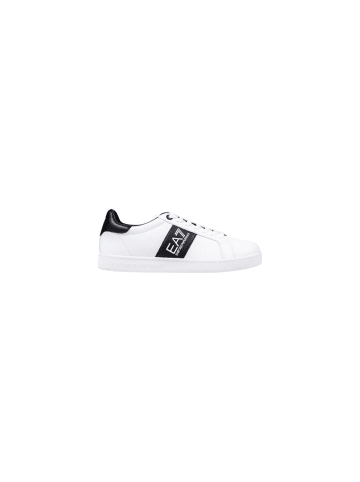 EA7 Emporio Armani Schwarz , Weiß Schwarz und Weiß Leder Low-Top-Sneaker