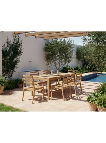 Beliani 7-tlg Gartentisch Set CHIOGGIA in Braun