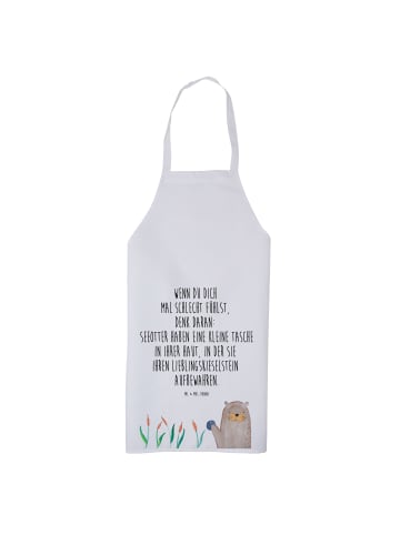 Mr. & Mrs. Panda Kochschürze Otter Stein mit Spruch in Weiß