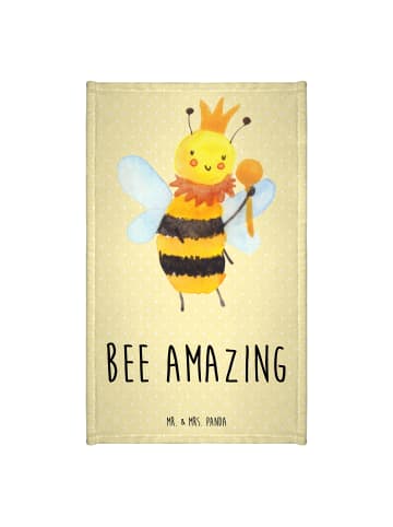 Mr. & Mrs. Panda Handtuch Biene König mit Spruch in Gelb Pastell