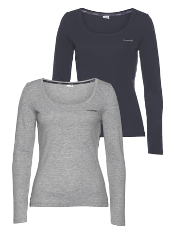 Kangaroos Langarmshirt in marine, grau-meliert