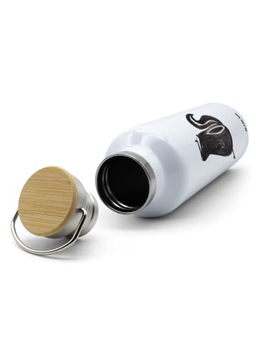 Mr. & Mrs. Panda Trinkflasche Stinktier Sitzen ohne Spruch in Weiß