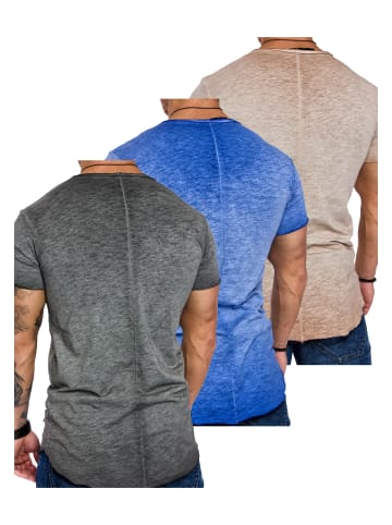 Amaci&Sons Herren 3er-Pack T-Shirts 3. NYC in (Anthrazit + Blau + Beige)