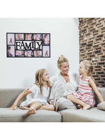 relaxdays Bilderrahmen Familie in Schwarz - (B)72 x (H)36,5 x (T)2 cm