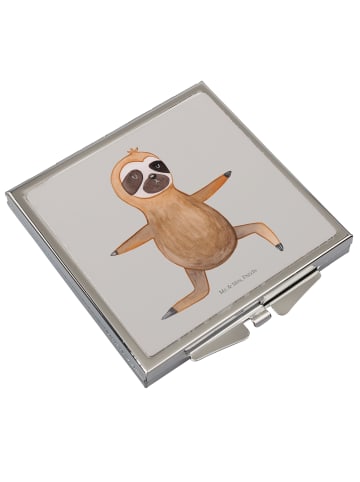 Mr. & Mrs. Panda Handtaschenspiegel quadratisch Faultier Yoga oh... in Grau Pastell