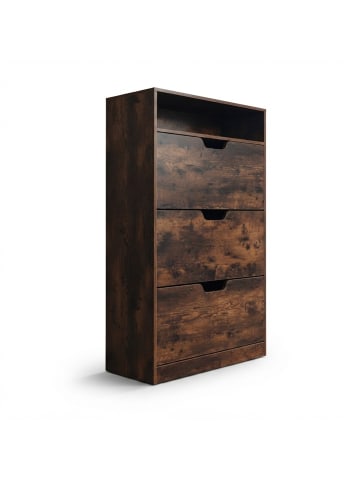 relaxdays Schuhschrank "Industrial" in Dunkelbraun - (B)80 x (H)140 x (T)24 cm
