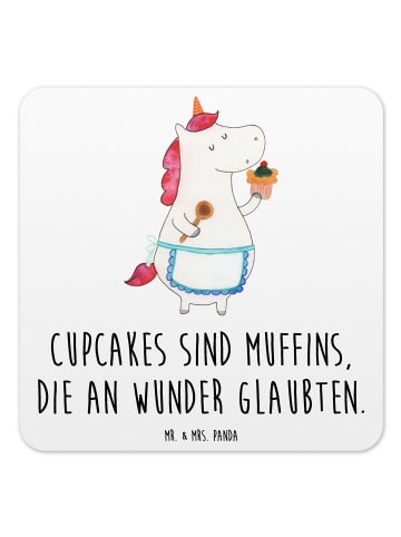 Mr. & Mrs. Panda Gläseruntersetzer Einhorn Küche mit Spruch in Weiß