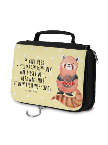 Mr. & Mrs. Panda Kulturtäschchen Roter Panda mit Spruch in Gelb Pastell