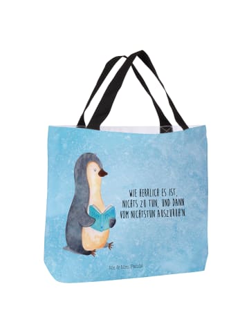 Mr. & Mrs. Panda Badetasche Pinguin Buch mit Spruch in Eisblau