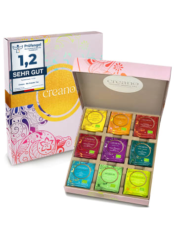 Creano 2er Set GESCHENK-BOX "Kräuter-Früchte -TEE" BIO 45 Teebeutel in 9 Sorten