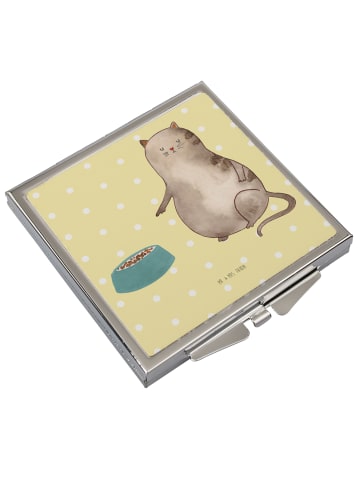 Mr. & Mrs. Panda Taschenspiegel Katze Fressen ohne Spruch in Gelb Pastell