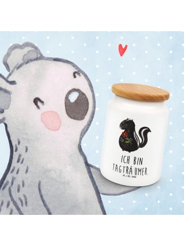 Mr. & Mrs. Panda Vorratsdose Stinktier Blume mit Spruch in Weiß