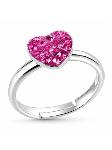schmuck23 Ring 925 Silber Herz in Pink