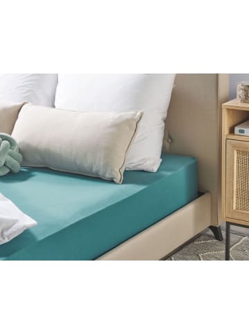 Beliani Bettlaken HOFUF in Blau - (W) 200 x (H) 25 x (L) 200 cm