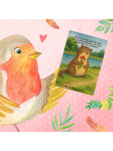 Mr. & Mrs. Panda babykarte Otter Blumenstrauß Design mit Spruch in Weiß