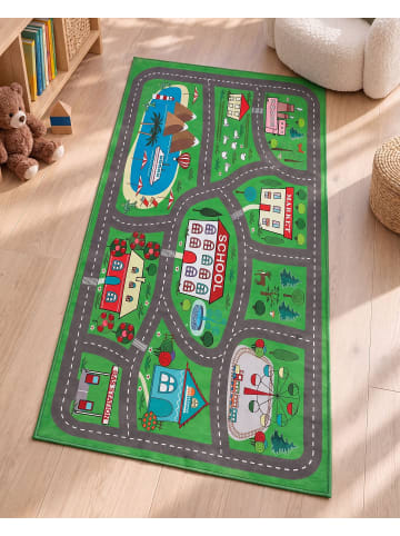 Beliani Kinderteppich TUTAK in Grün/Bunt - (W) 80 x (H) 1 x (L) 150 cm