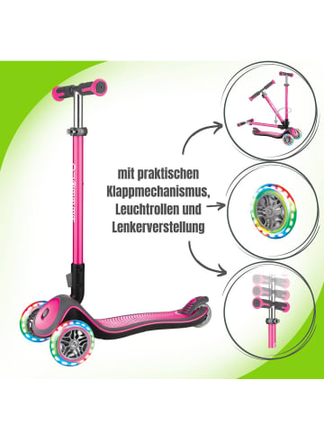 authentic Globber Elite Deluxe mit Leuchtrollen - Farbe: Pink