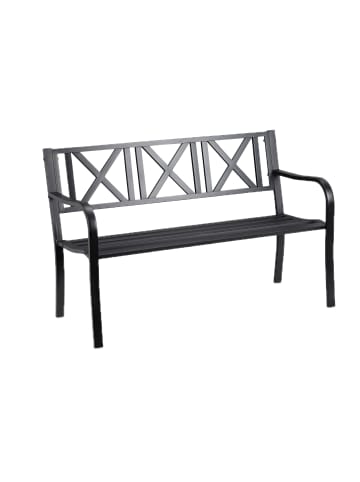 relaxdays Gartenbank in Schwarz - (B)127 x (H)80,5 x (T)63 cm
